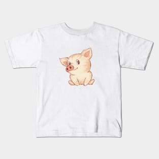 Cute Pig sitting Kids T-Shirt